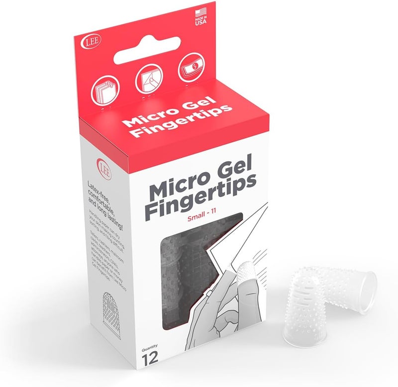 Sortkwik Lee Micro Gel Fingertips - Small Size 11, 0.56" Diameter for Easier Paper Handling, Paper Cut Prevention, and Handling Hot Glue, Clear and Durable Fingertips, 12 Finger Protectors - Image 1